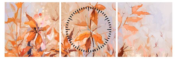 Kép - Festett virágok (órával) (90x30 cm)