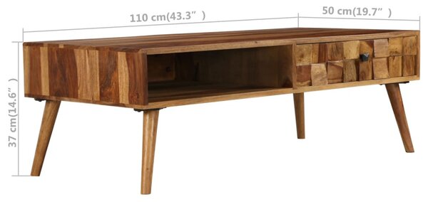 Tömör akácfából dohányzóasztal mézszínű felülettel 110x50x37 cm