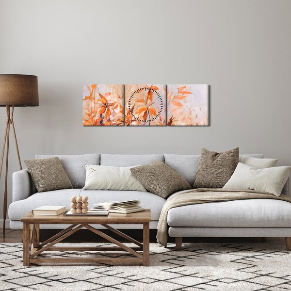 Kép - Festett virágok (órával) (90x30 cm)
