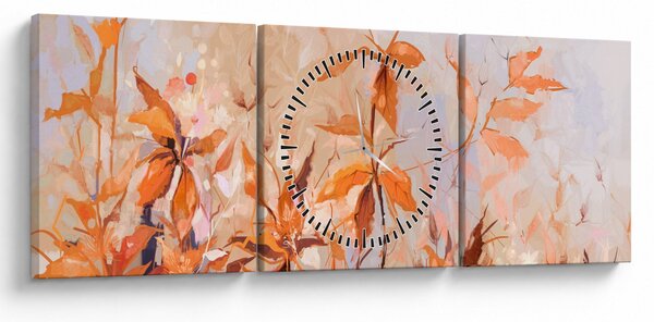 Kép - Festett virágok (órával) (90x30 cm)
