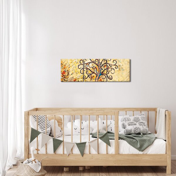 Kép - Mozaik életfa (órával) (90x30 cm)