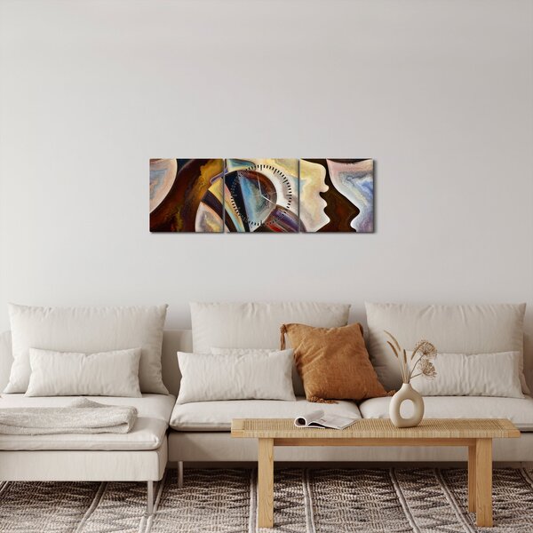 Kép - Absztrakció fejek (órával) (90x30 cm)