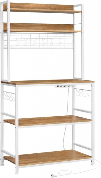 Konyhai polc, Vasagle, barna-fehér, 80x40x170 cm