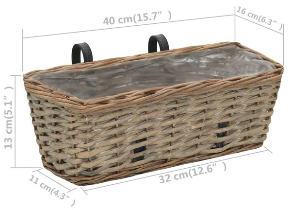 2 db fonott virágtartó PE béléssel 40 cm