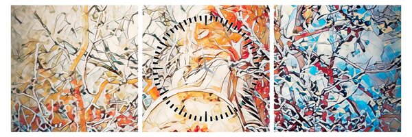 Kép - Mozaik absztrakció (órával) (90x30 cm)