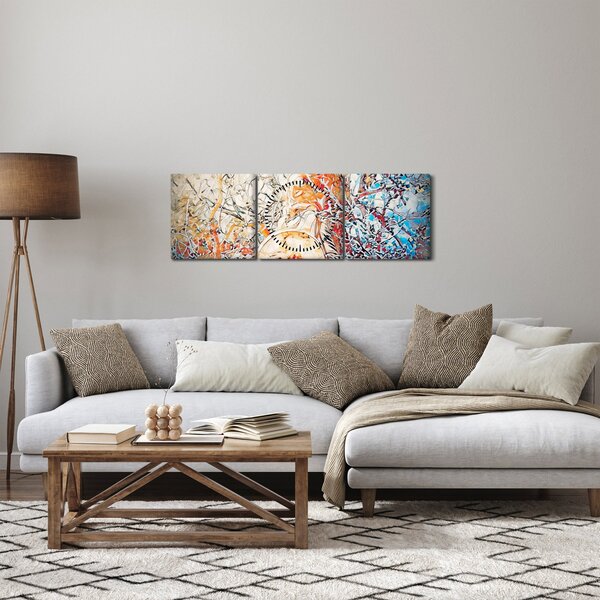 Kép - Mozaik absztrakció (órával) (90x30 cm)