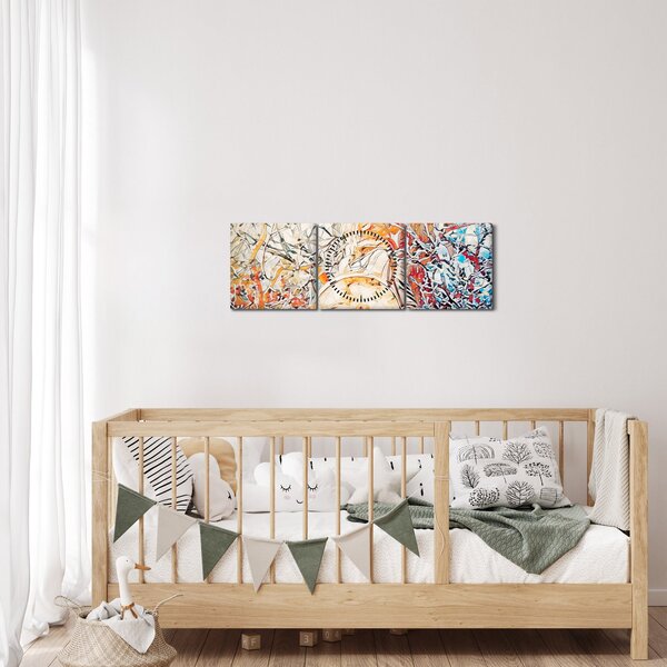 Kép - Mozaik absztrakció (órával) (90x30 cm)