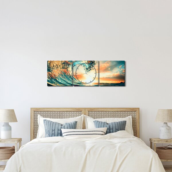 Kép - Hullám (órával) (90x30 cm)