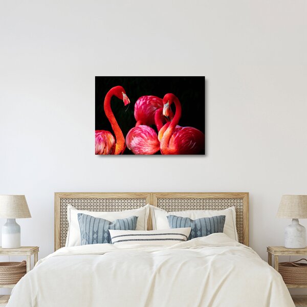 Vörös flamingók képe (üvegen) (70x50 cm)