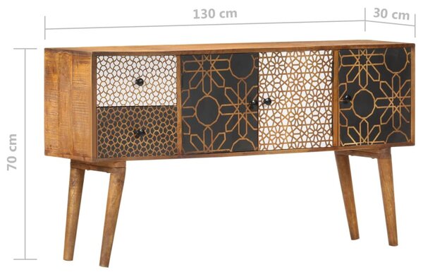 Tömör mangófa tálalószekrény nyomtatott mintával 130x30x70 cm