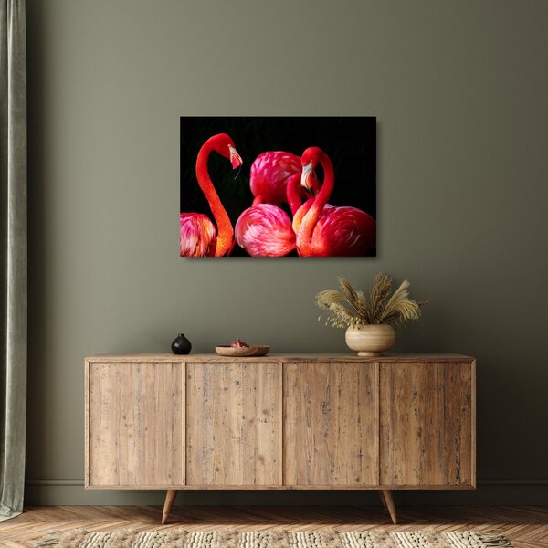 Vörös flamingók képe (üvegen) (70x50 cm)