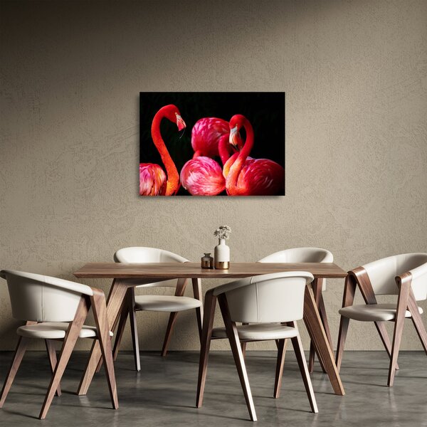 Vörös flamingók képe (üvegen) (70x50 cm)