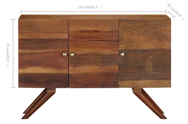 Barna tömör újrahasznosított fa tálalószekrény 110 x 30 x 75 cm