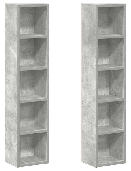 2 db betonszürke forgácslap CD-tartó szekrény 21 x 16 x 93,5 cm
