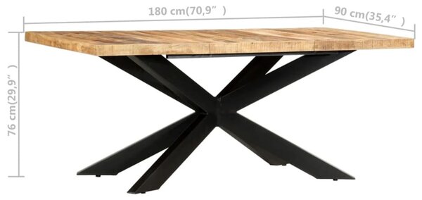 Tömör nyers mangófa étkezőasztal 180 x 90 x 76 cm