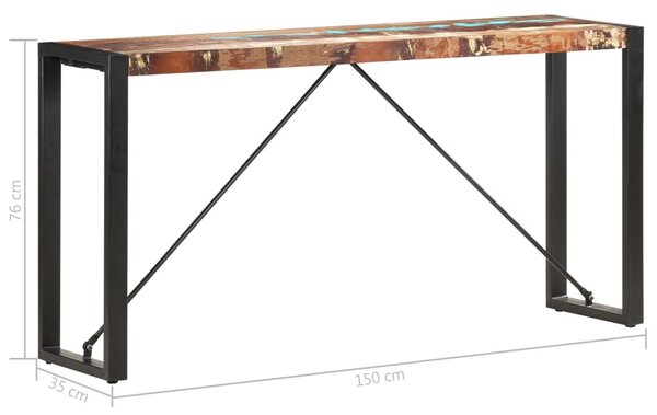 Tömör újrahasznosított fa tálalóasztal 150 x 35 x 76 cm