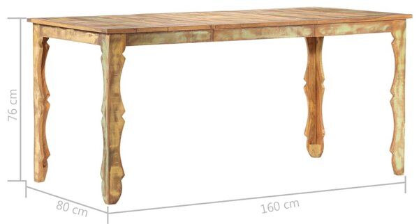 Tömör újrahasznosított fa étkezőasztal 160 x 80 x 76 cm