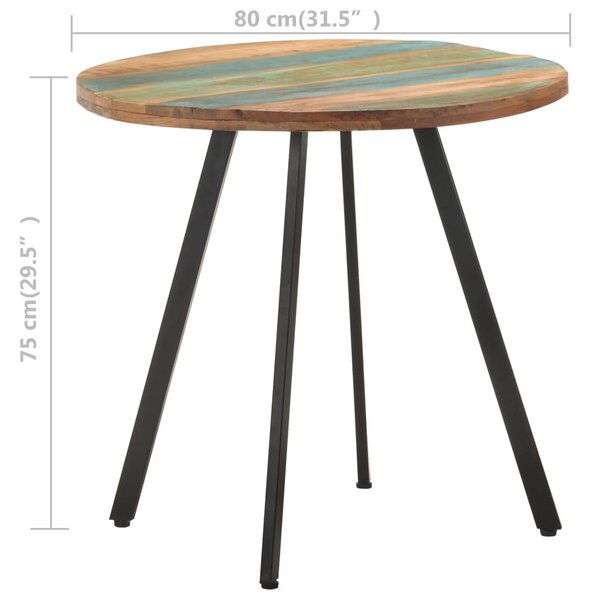 Tömör újrahasznosított fa étkezőasztal 80 cm