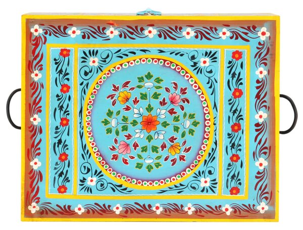 Kézzel festett tömör mangófa tárolóláda 50 x 40 x 40 cm