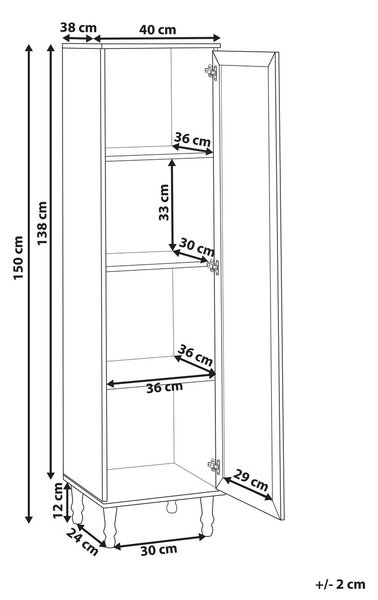 Üveges vitrin TINGLEDALE 40 cm Fehér