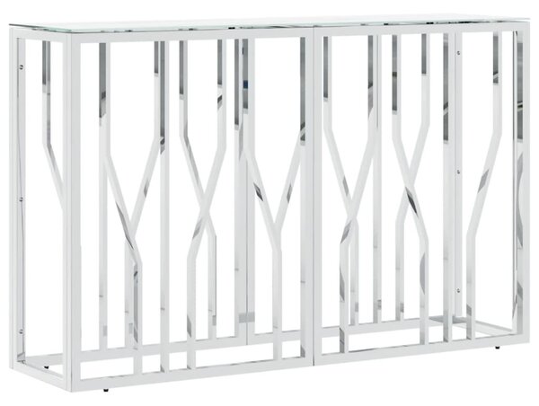 Ezüstszínű üveg és rozsdamentes acél tálalóasztal 110x30x70 cm
