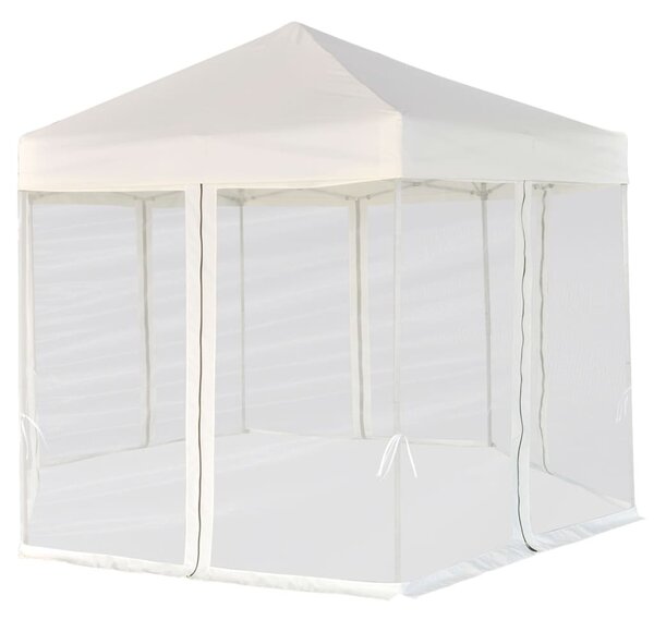 Krémfehér hatszögletű felugró pavilon 6 oldalfallal 3,6 x 3,1 m