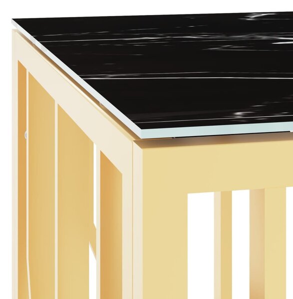 Aranyszínű üveg és rozsdamentes acél dohányzóasztal 110x45x45cm
