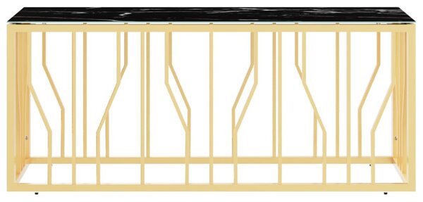Aranyszínű üveg és rozsdamentes acél dohányzóasztal 110x45x45cm