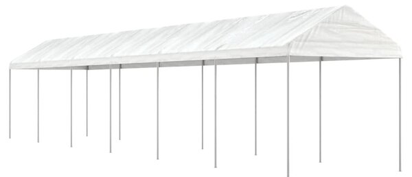 Fehér polietilén pavilon tetővel 13,38 x 2,28 x 2,69 m