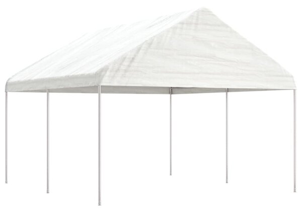 Fehér polietilén pavilon tetővel 4,46 x 4,08 x 3,22 m