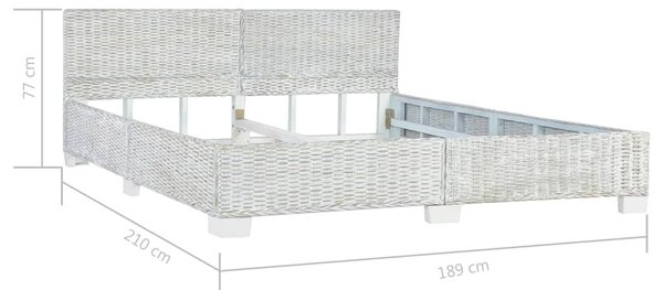 Szürke természetes rattan ágykeret 180 x 200 cm