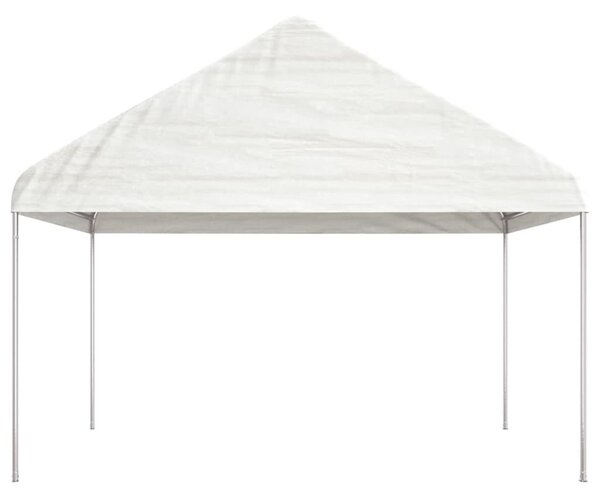 Fehér polietilén pavilon tetővel 8,92 x 4,08 x 3,22 m