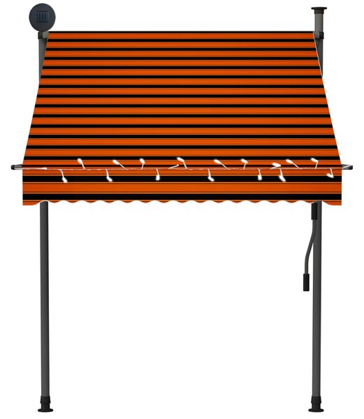 Narancssárga-barna kézzel feltekerhető LED-es napellenző 150 cm