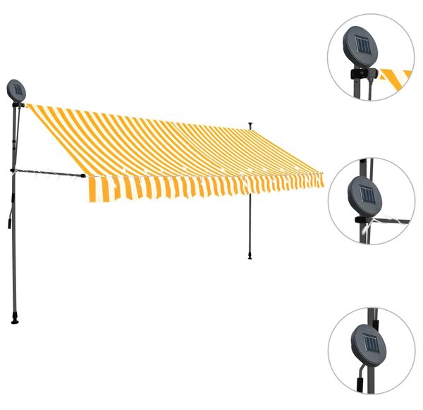 Fehér-narancssárga kézzel kihúzható LED-es napellenző 400 cm
