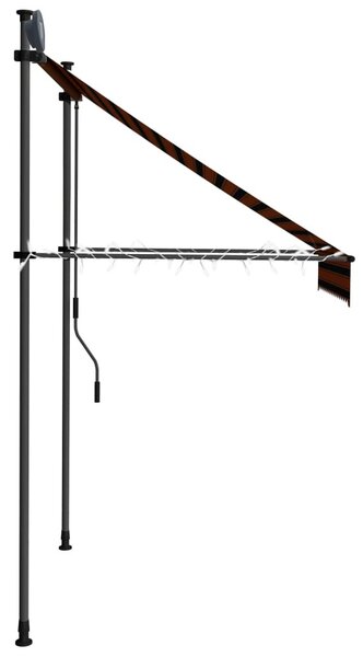Narancssárga-barna kézzel feltekerhető LED-es napellenző 150 cm