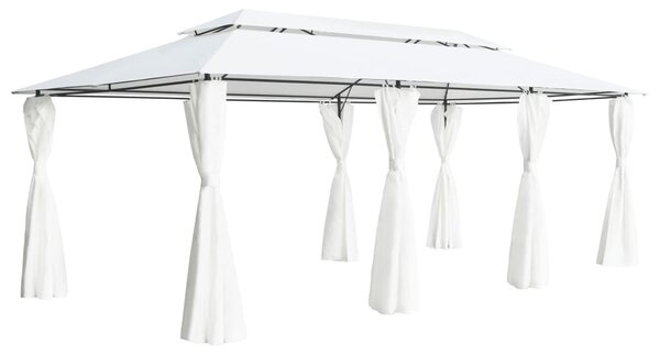 Fehér pavilon függönyökkel 600 x 298 x 270 cm 180 g/m²