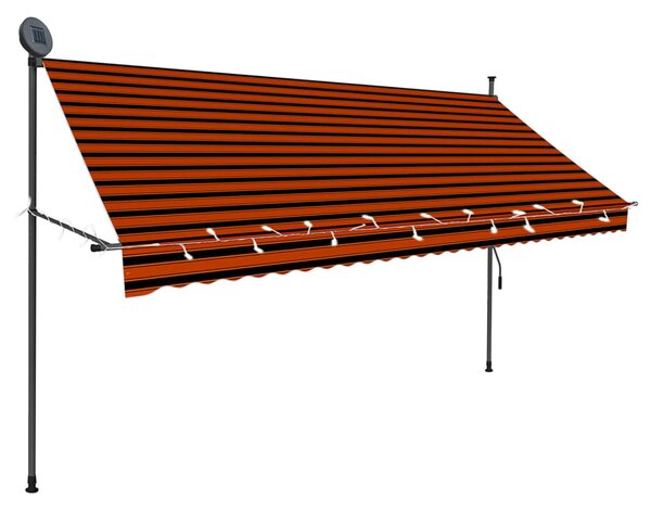 Narancssárga-barna kézzel kihúzható LED-es napellenző 300 cm