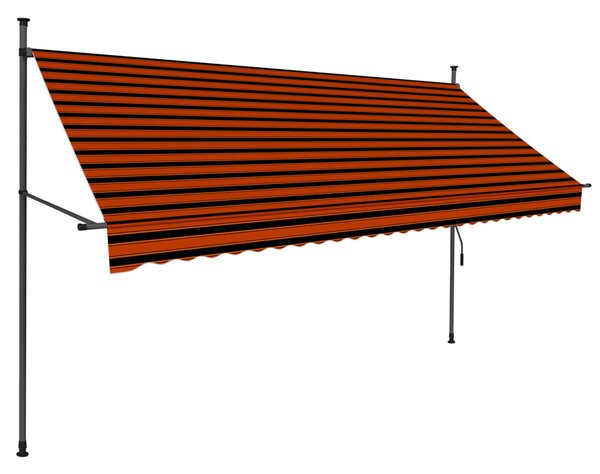 Narancssárga-barna kézzel kihúzható LED-es napellenző 300 cm