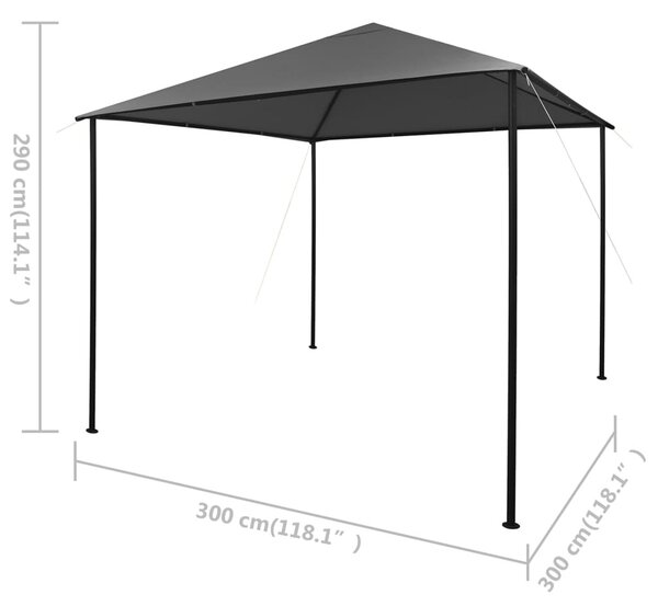 Antracitszürke szövet és acél pavilon 3 x 3 m 180 g/m²