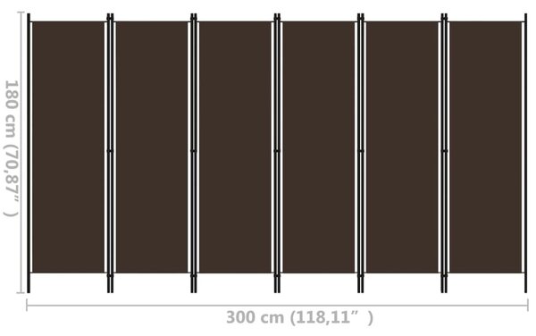 Barna 6 paneles paraván 300 x 180 cm