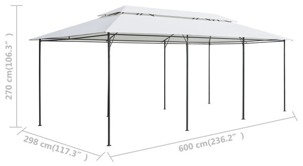 Fehér pavilon függönyökkel 600 x 298 x 270 cm 180 g/m²