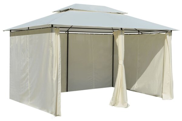 Fehér kerti pavilon függönyökkel 4 x 3 m
