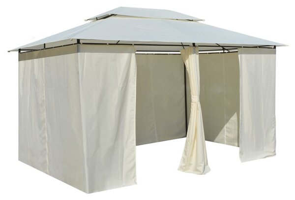 Fehér kerti pavilon függönyökkel 4 x 3 m