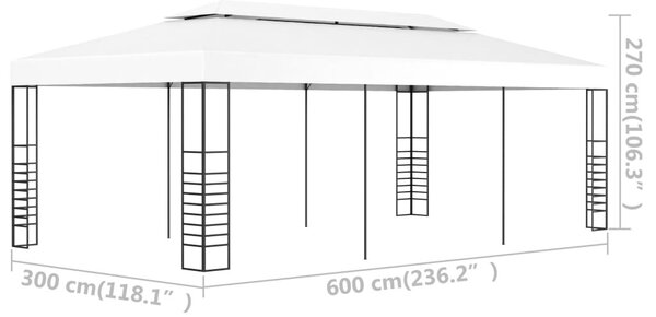 Fehér pavilon 6 x 3 m