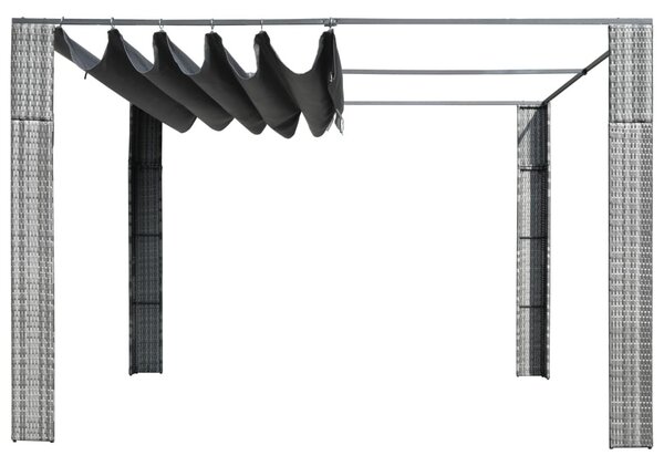 Szürke és antracit polyrattan pavilon tetővel 300x300x220 cm
