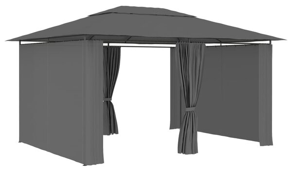 Antracitszürke kerti pavilon függönyökkel 4 x 3 m