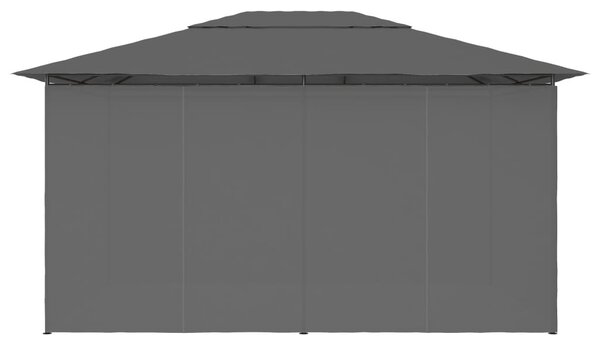 Antracitszürke kerti pavilon függönyökkel 4 x 3 m