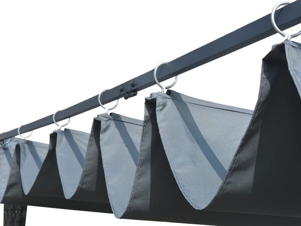 Szürke és antracit polyrattan pavilon tetővel 300x300x220 cm