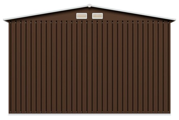 Barna acél kerti fészer 257 x 205 x 178 cm