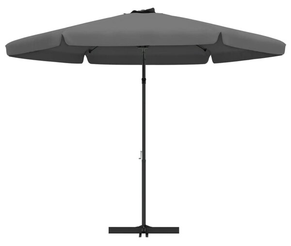 Antracitszürke kültéri napernyő acélrúddal, 300 cm átmérőjű
